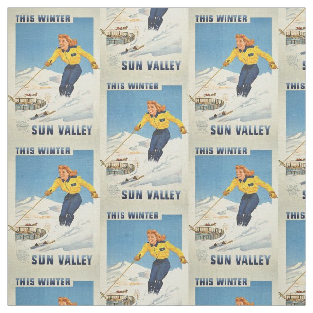 Vintage Sun Valley, Idaho customizable fabric (Swatch)