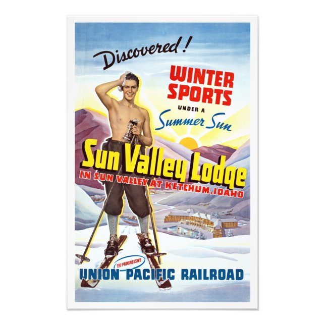 Vintage Sun Valley Idaho Ski Travel Poster (Front)