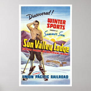 Vintage Sun Valley Idaho Ski Travel Poster