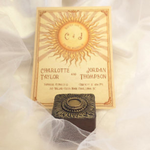 Vintage Sun Wedding Invitation in Warm Tones