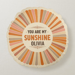 Vintage Sunburst "You are My Sunshine" Round Cushion
