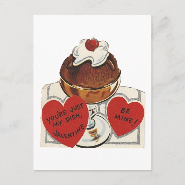 Vintage Sundae Valentine Holiday Postcard (Front)
