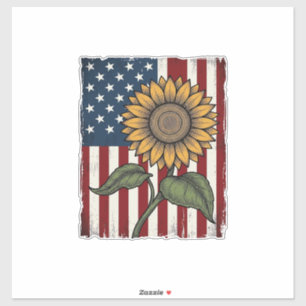 Vintage Sunflower American Flag