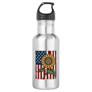 Vintage Sunflower American Flag 532 Ml Water Bottle