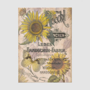 Vintage Sunflower and Butterfly Decoupage Tissue P Paper