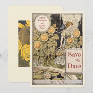 Vintage Sunflower Autumn Save the Date Invitation