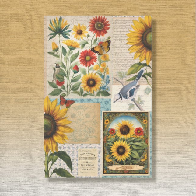 Vintage Sunflower Birds Seed Packet Ephemera  Tissue Paper (Creator Uploaded)