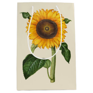 Vintage Sunflower Botanical Art by Merian Medium Gift Bag