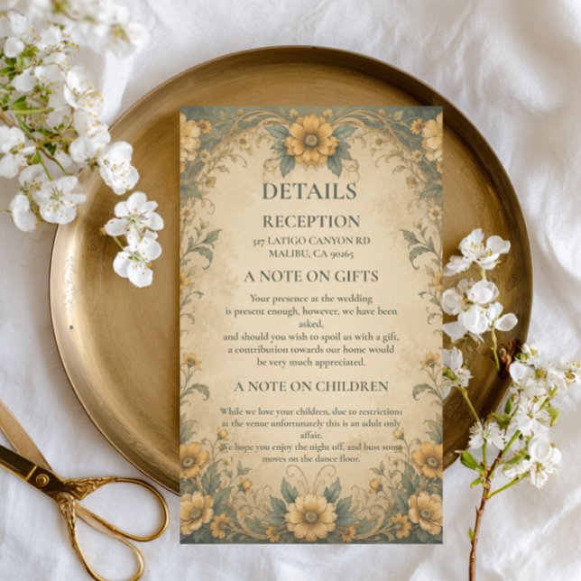Vintage Sunflower Botanical Enclosure Card (Creator Uploaded)