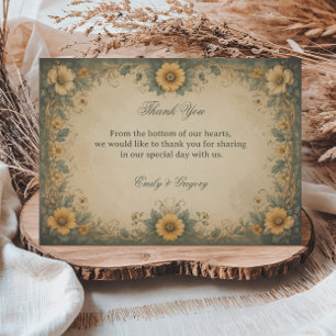 Vintage Sunflower Botanical Thank You Card