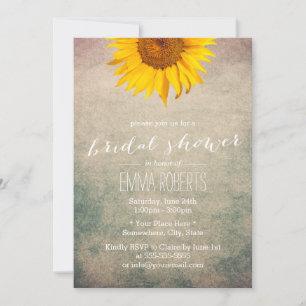 Vintage Sunflower Bridal Shower Invitation