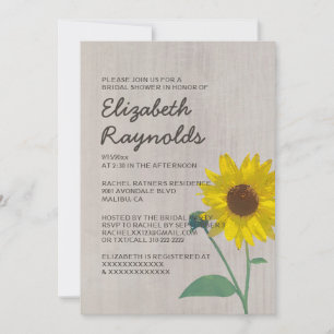 Vintage Sunflower Bridal Shower Invitations