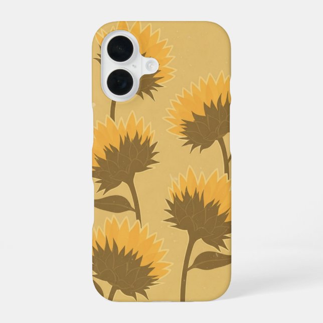 Vintage Sunflower Buds iPhone 16 Case (Back)
