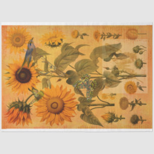 Vintage Sunflower Cottagecore Collage Tissue Paper