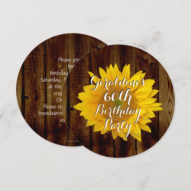 Vintage Sunflower Country Birthday Party Invitation (Front/Back)