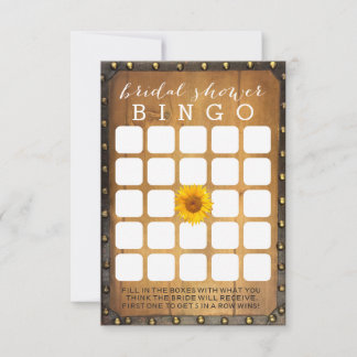 Vintage Sunflower Country Bridal Shower Bingo Game