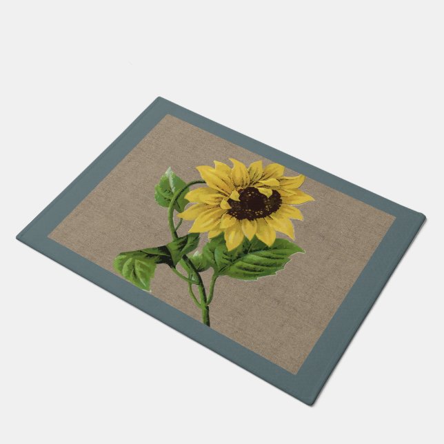 Vintage Sunflower  Country Farm and Pets Doormat (Angled)