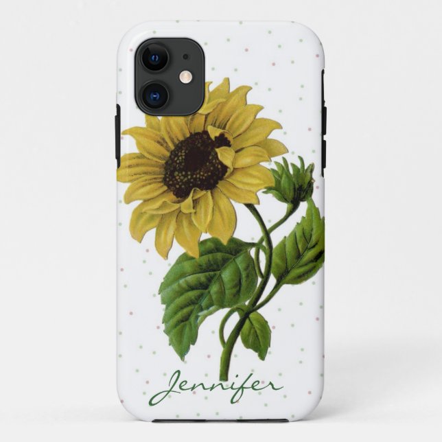 Vintage Sunflower & custom Name Case-Mate iPhone Case (Back)