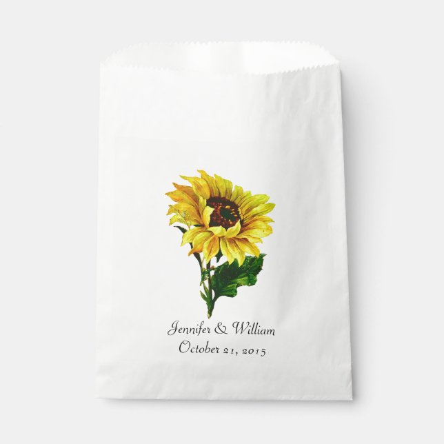 Vintage Sunflower Custom Wedding Favour Bag (Front)