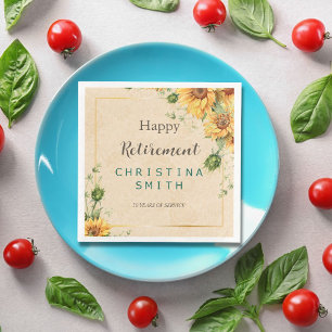 Vintage Sunflower Elegant Summer Retirement Party Napkin