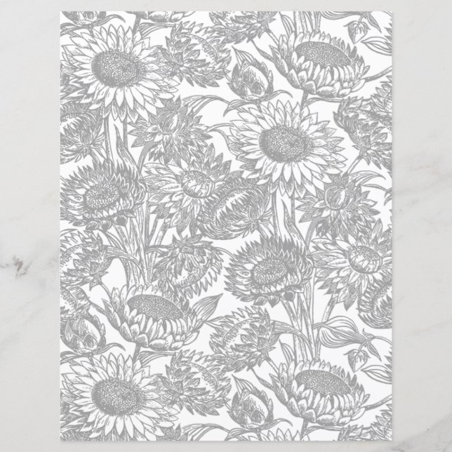 Vintage Sunflower Elegant Toile Grey (Back)