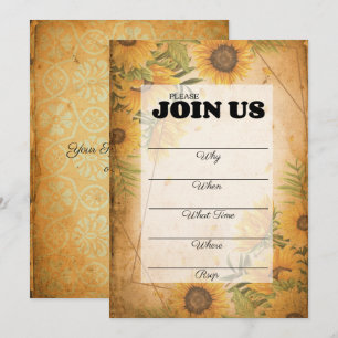 Vintage Sunflower Fill In Multi Purpose Invitation