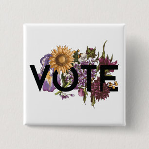 Vintage sunflower Floral Elegant Feminine Go Vote 15 Cm Square Badge