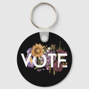 Vintage sunflower Floral Elegant Feminine Go Vote Key Ring