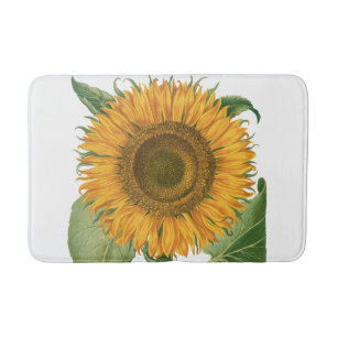 Vintage Sunflower Flower by Basilius Besler Bath Mat