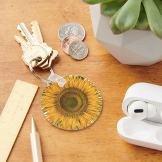 Vintage Sunflower Flower by Basilius Besler Key Ring