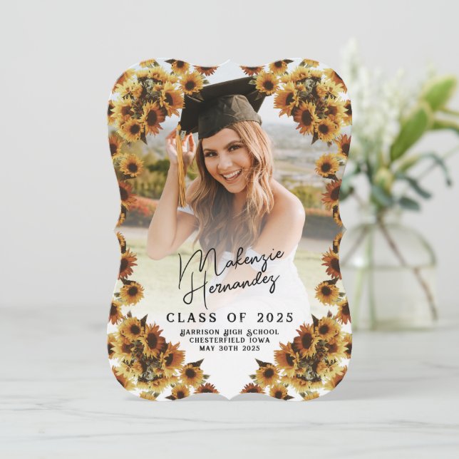 Vintage Sunflower Graduation Announcement  (Standing Front)