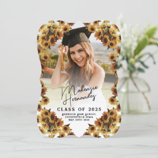 Vintage Sunflower Graduation Announcement