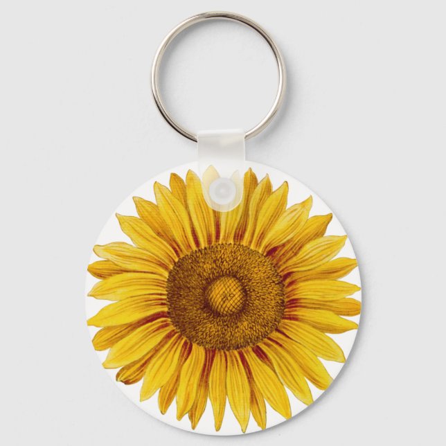 Vintage Sunflower Happy Flower Key Ring (Front)