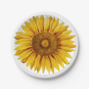 Vintage Sunflower Happy Flower Paper Plate