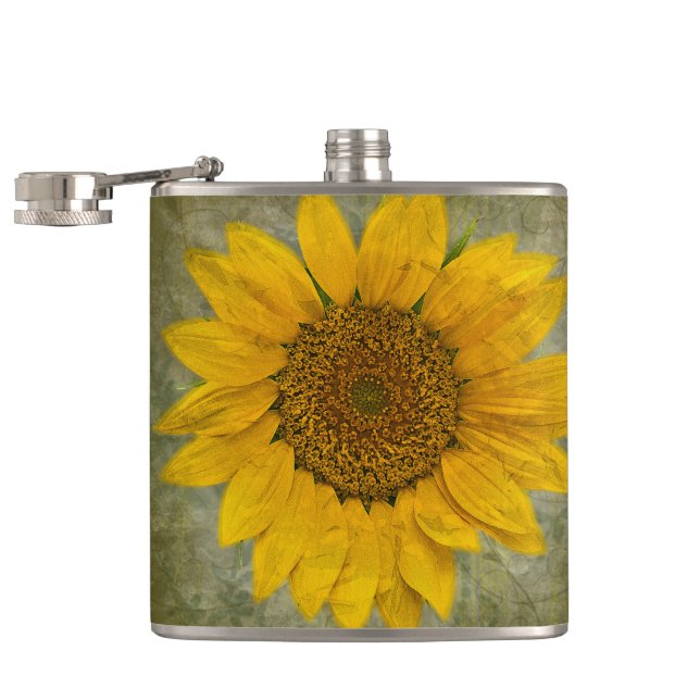 Vintage Sunflower Hip Flask (Opened)
