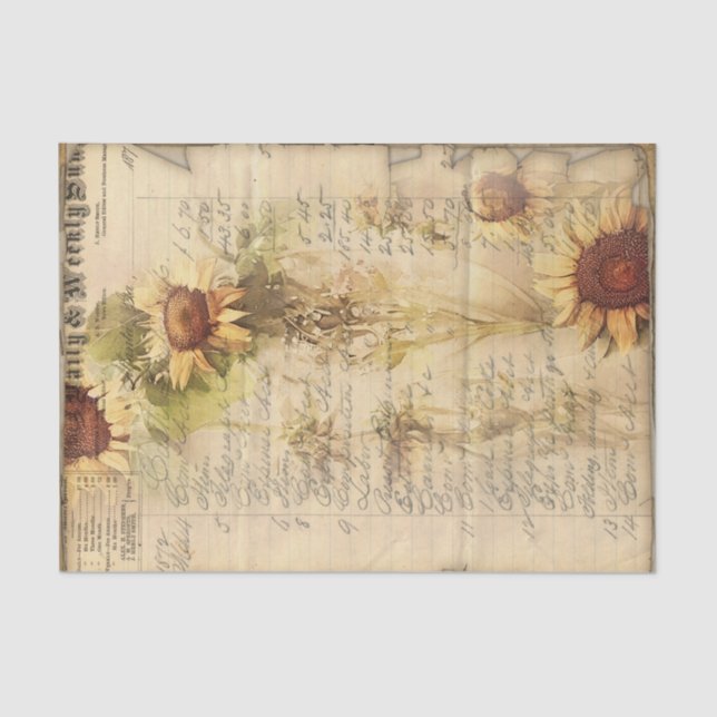 Vintage Sunflower III Tissue Paper (Front)