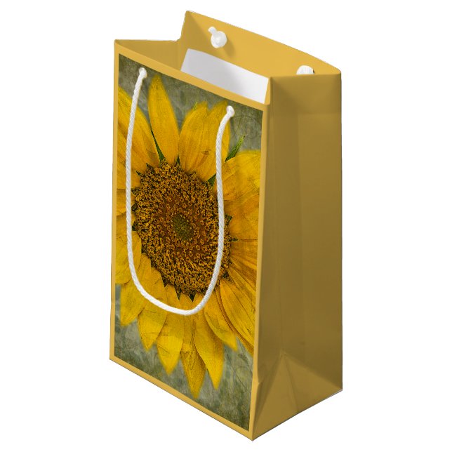 Vintage Sunflower Medium Gift Bag (Front Angled)