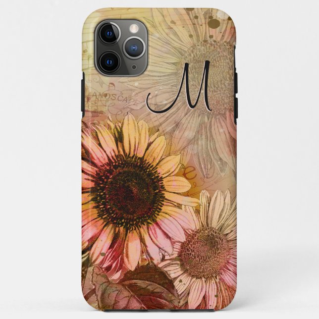 Vintage Sunflower Monogram Case-Mate iPhone Case (Back)