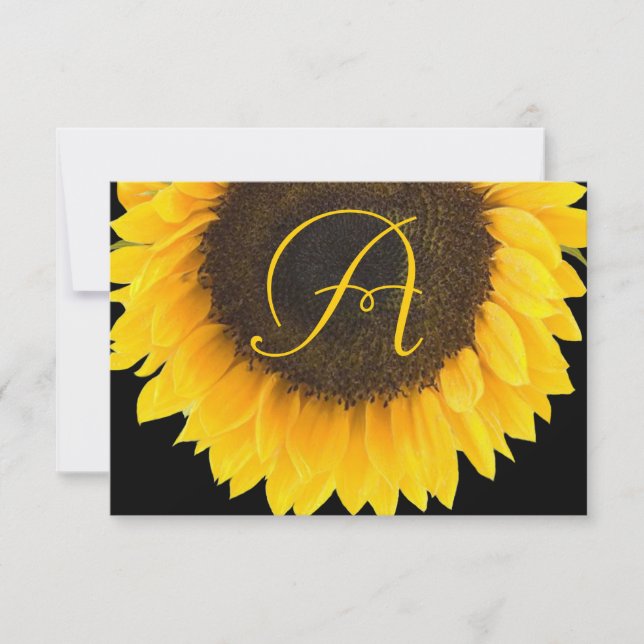 Vintage Sunflower on Black Response Card (Front)