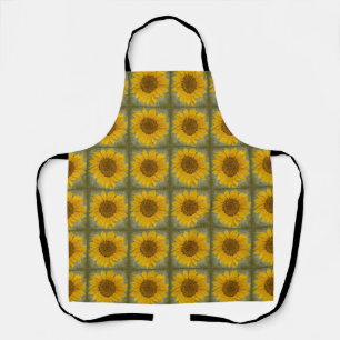 Vintage Sunflower Pattern All Over Print Apron