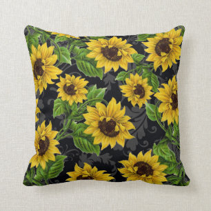 Vintage sunflower pattern cushion