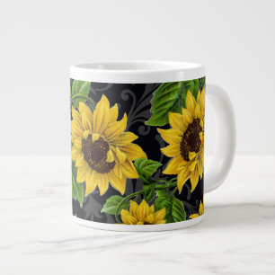 Vintage sunflower pattern large coffee mug