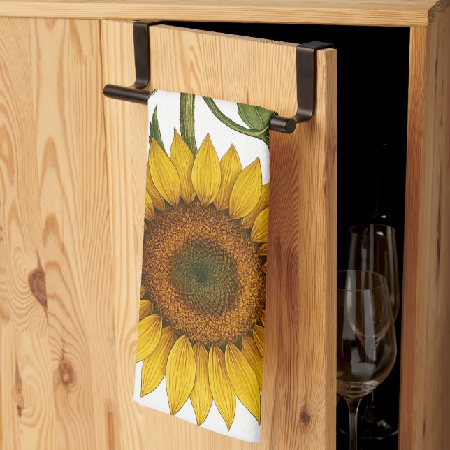 Vintage Sunflower Tea Towel (Thirds Fold)