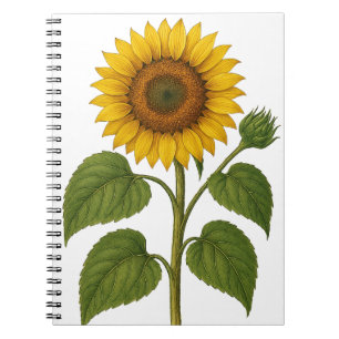 Vintage Sunflower transparent background Notebook