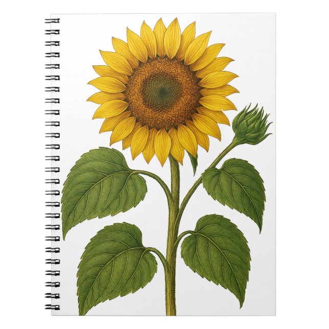 Vintage Sunflower transparent background Notebook (Front)