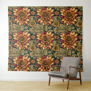 Vintage Sunflower Victorian Artistic Floral Art Tapestry