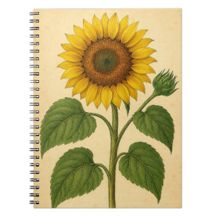 Vintage Sunflower weathered background Notebook