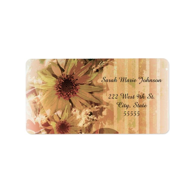 Vintage Sunflower Wedding Address Labels (Front)