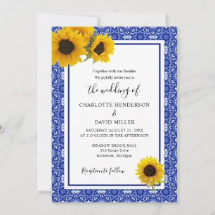 Vintage Sunflower Wedding Invitation