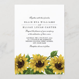 Vintage Sunflower Wedding Invitations